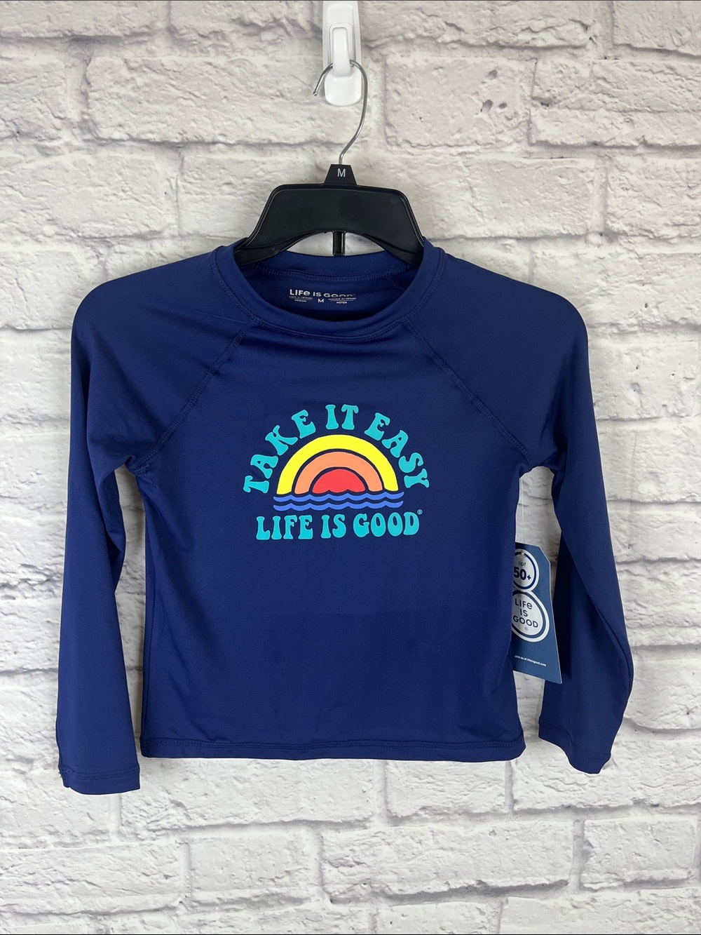 Life Is Good NWT Kids Swim Long Sleeve Rash Guard Top UPF 50 Medium